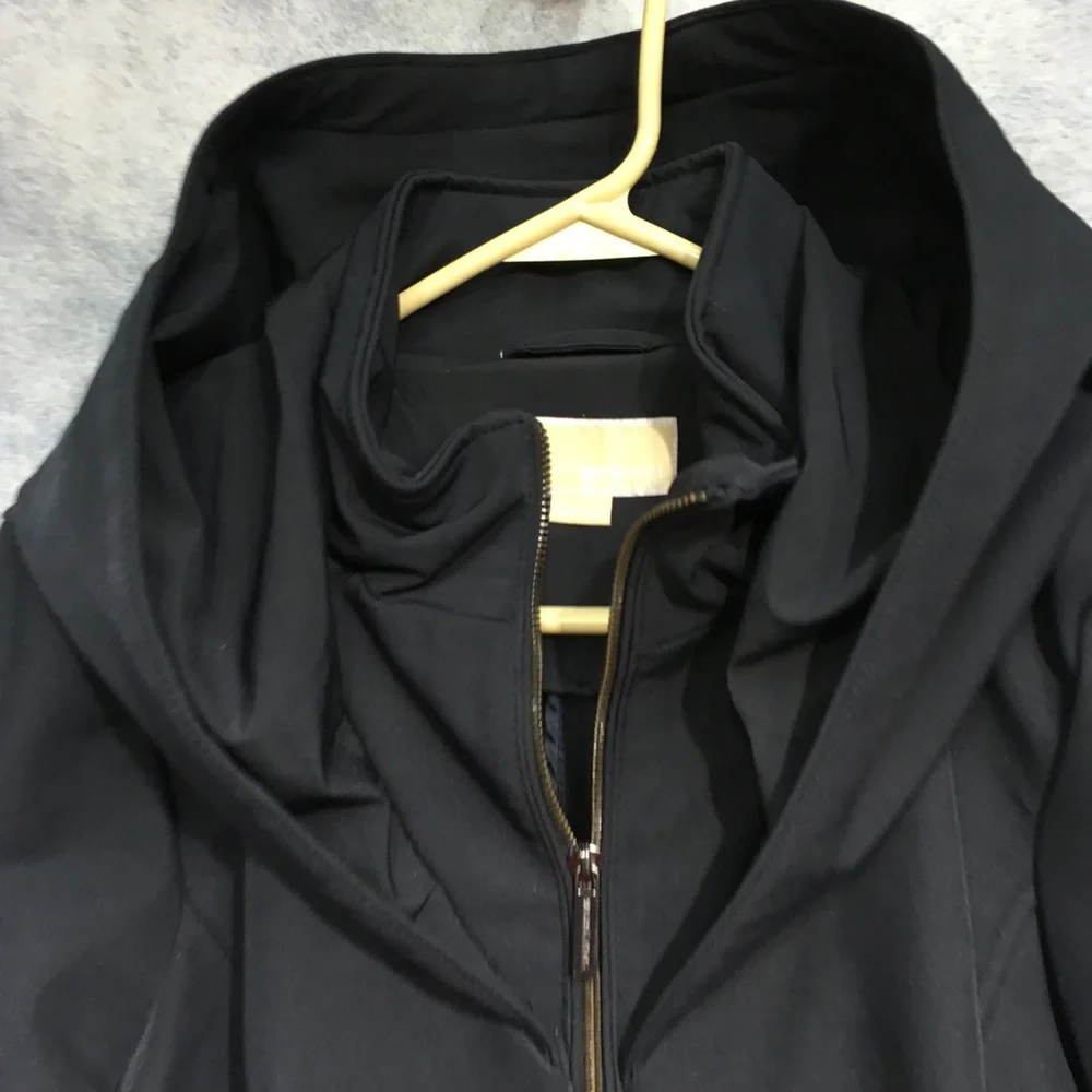 Michael Kors Navy Blue Women's Long Line Zip Technical Hooded Jacket Size Large - Picture 6 of 11
